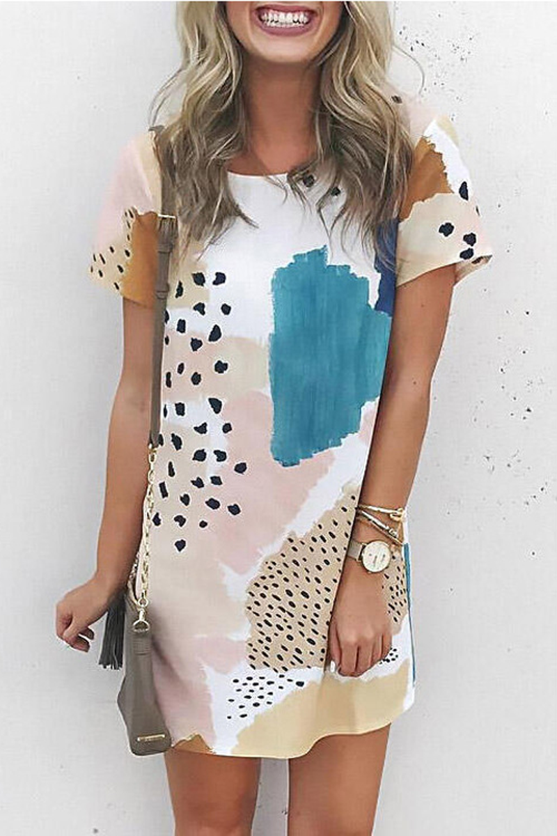 Color Block Multicolor T-Shirt Dress