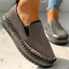 Women Casual Fashion Rhinestone Slip-on Loafers/ Sneakers