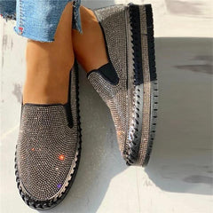 Women Casual Fashion Rhinestone Slip-on Loafers/ Sneakers