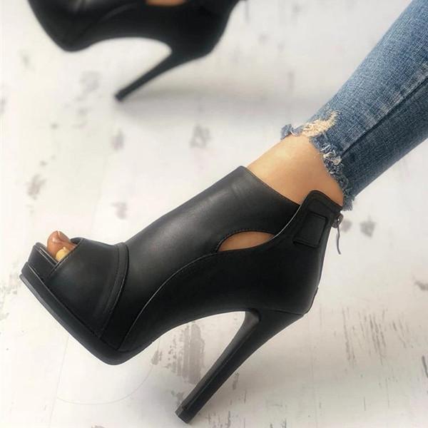 Fashion Peep Toe Cutout Thin Heels Sandals