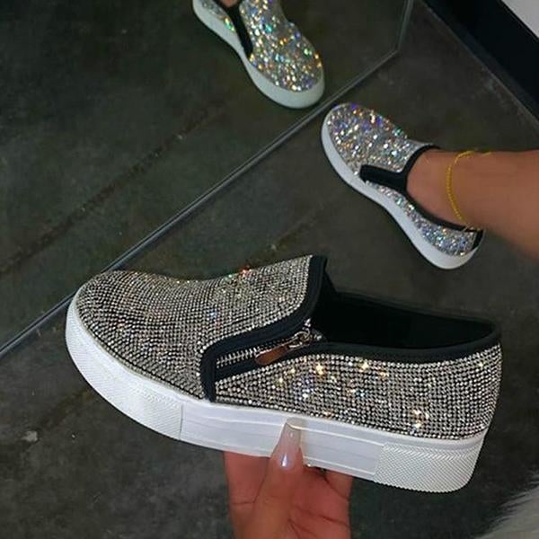 Sexy Zipper Round Toe Sneakers