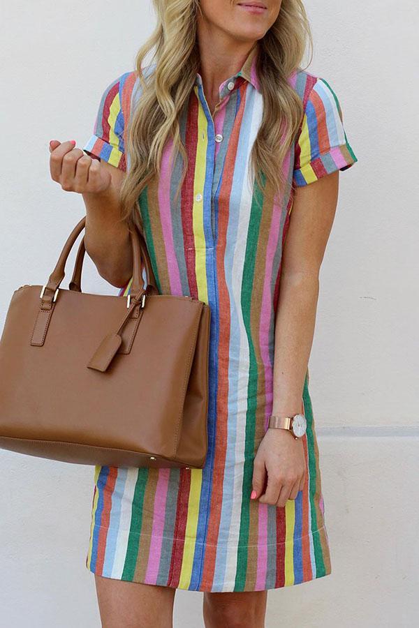 Rainbow A-Line Shirt Dress