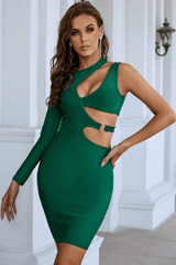 Uriah Single Long Sleeve Asymmetric Bandage Dress