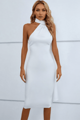 Enya High Neck Drape Bandage Dress