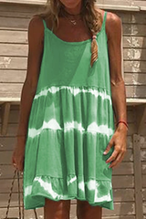 Tie Dye White Striped Mini Dress