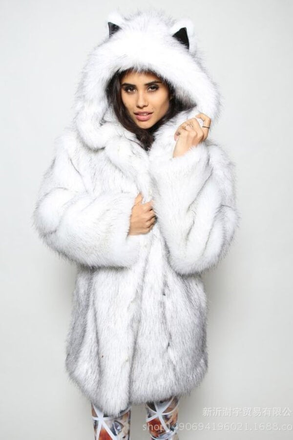 Fashion Lovely Imitation Fox Fur Coat