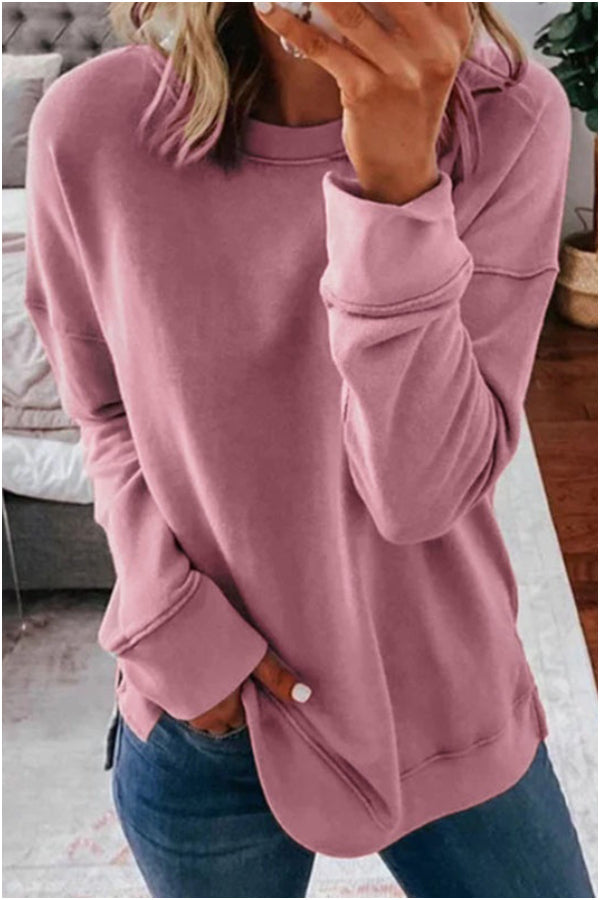 Candice Crewneck Long Sleeve Solid Sweatshirt