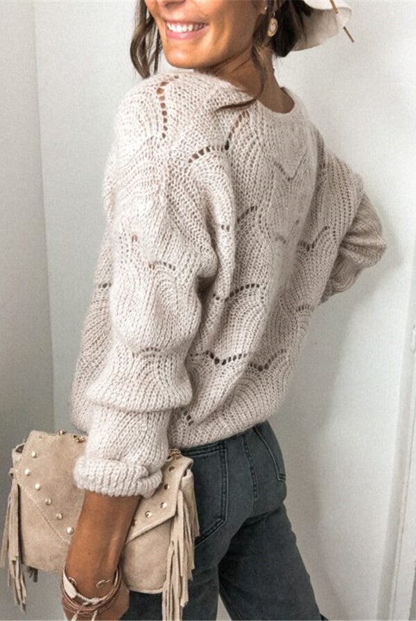 Fashion Hollow Out Loose Knitting Coat