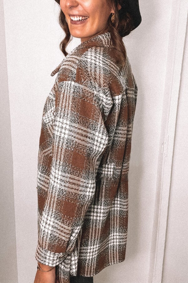 Fashion Plaid Loose Woollen Coat