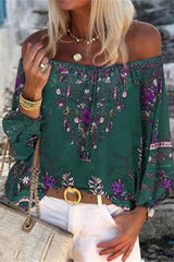 Fashion Off The Shoulder Floral Print Top