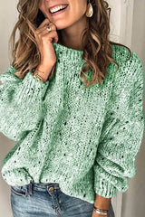 Vintage Pure Colour Round Neck Sweater