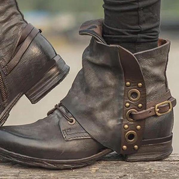 Women Casual Chunky Heel Pu Zipper Ankle Boots