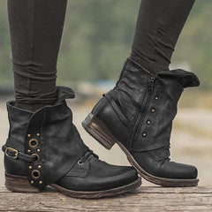 Women Casual Chunky Heel Pu Zipper Ankle Boots