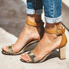 Camouflage Chunky Heel Sandals