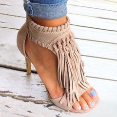 Fashion Open Toe Tassels Ankle Women Sandals