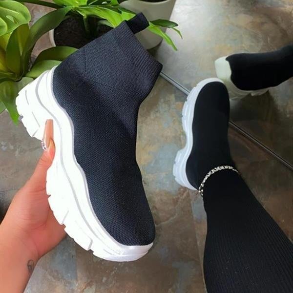 Women Color Personality Set Through The Ankle Flat Increase Sneakers