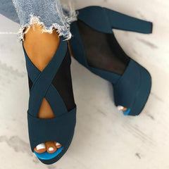 Women Summer Fish Mouth Veil High Heel Sandals