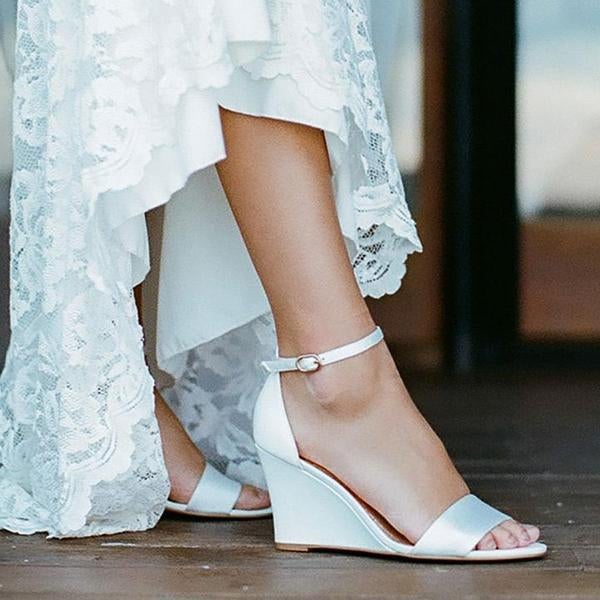 Women Wedding White Wedge Sandals