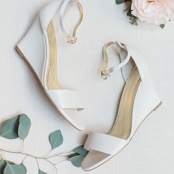 Women Wedding White Wedge Sandals