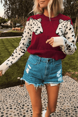 Casual Leopard Print Elastic Sweater