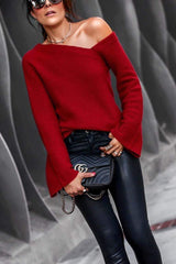Fashion Off Shoulder Red Sweater