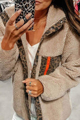 Fashion Leopard Stitching Thick Coat