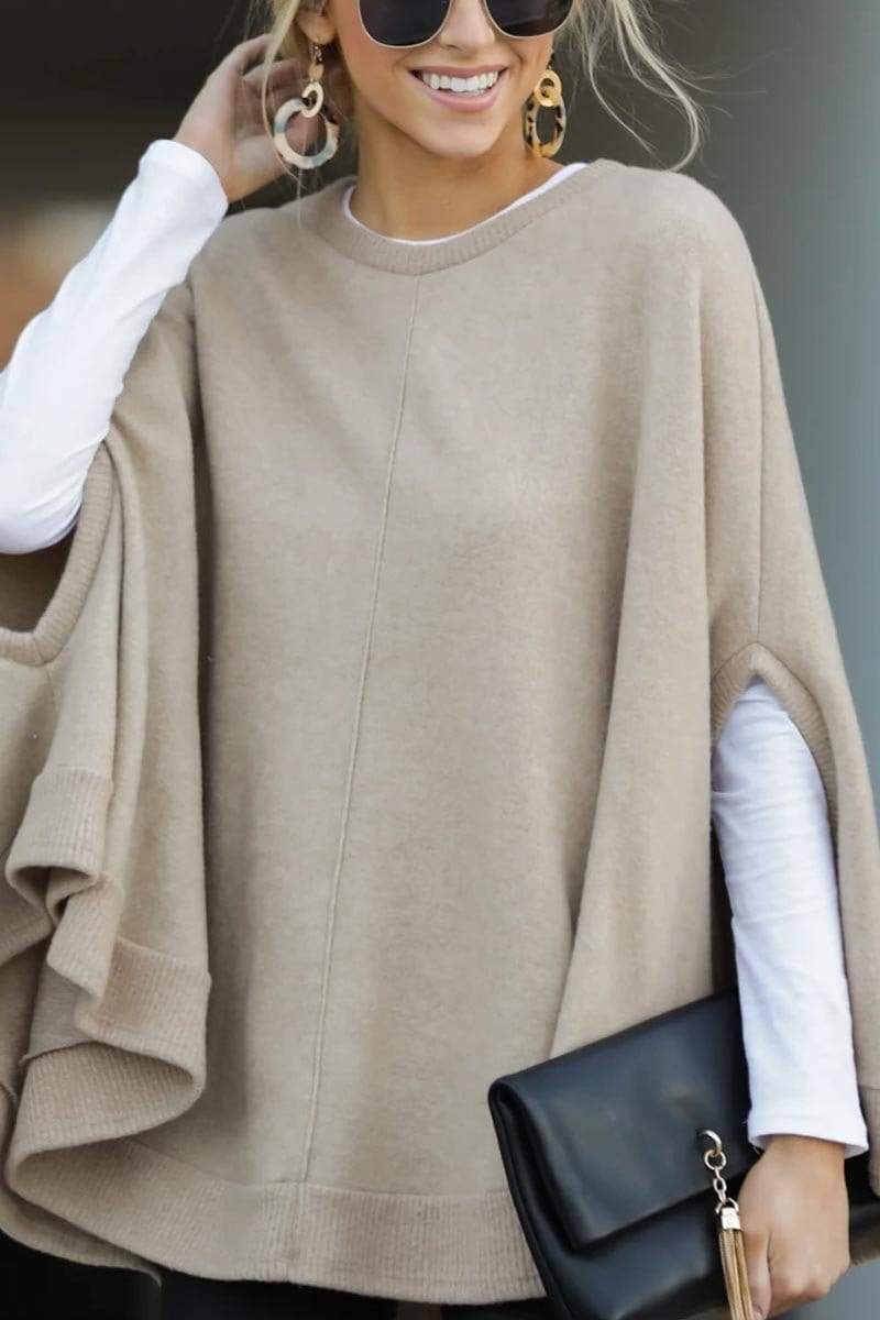 Casual Round Collar Cloak Top