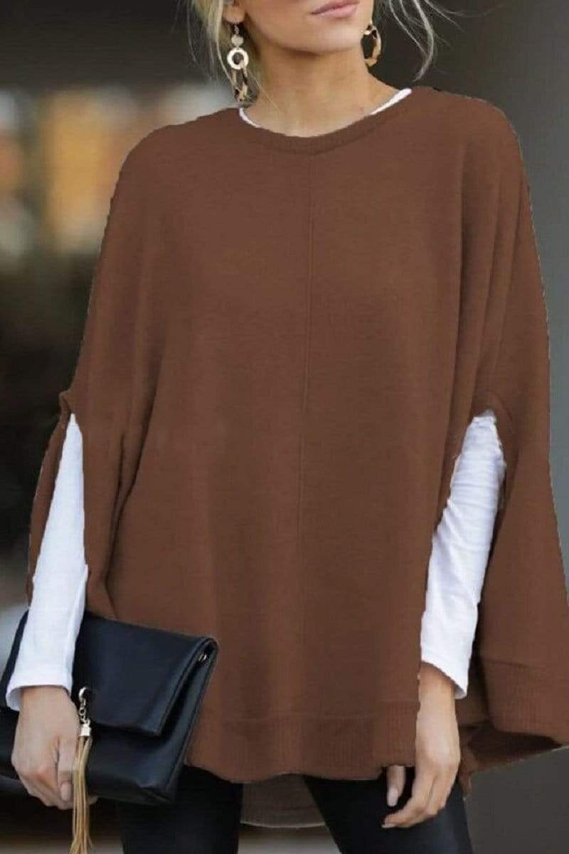 Casual Round Collar Cloak Top