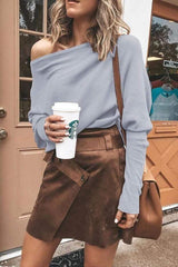 Fashion Off Shoulder Pure Color Top
