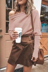 Fashion Off Shoulder Pure Color Top
