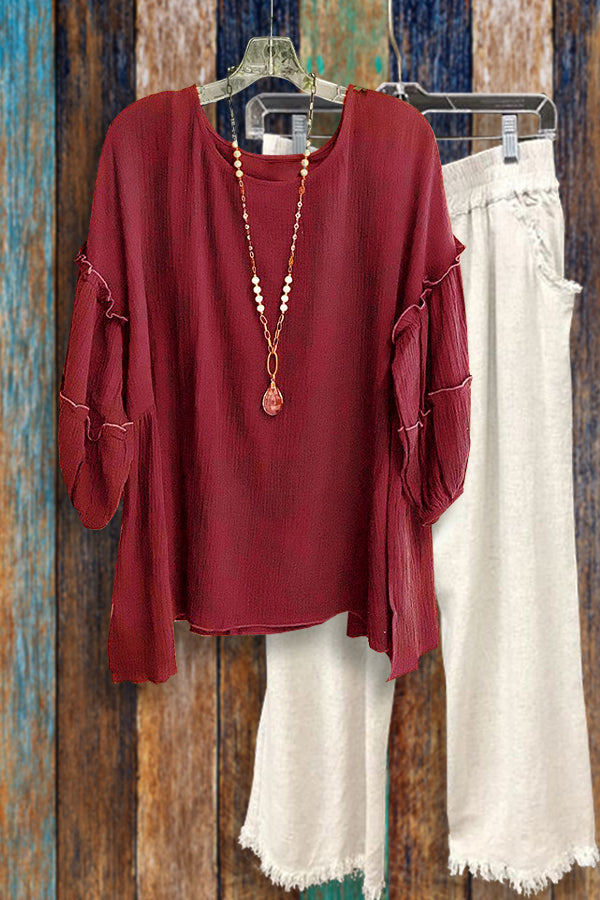 Round Neck Puff Sleeve Top