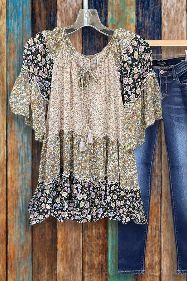 Bohemian Floral Print Blouse