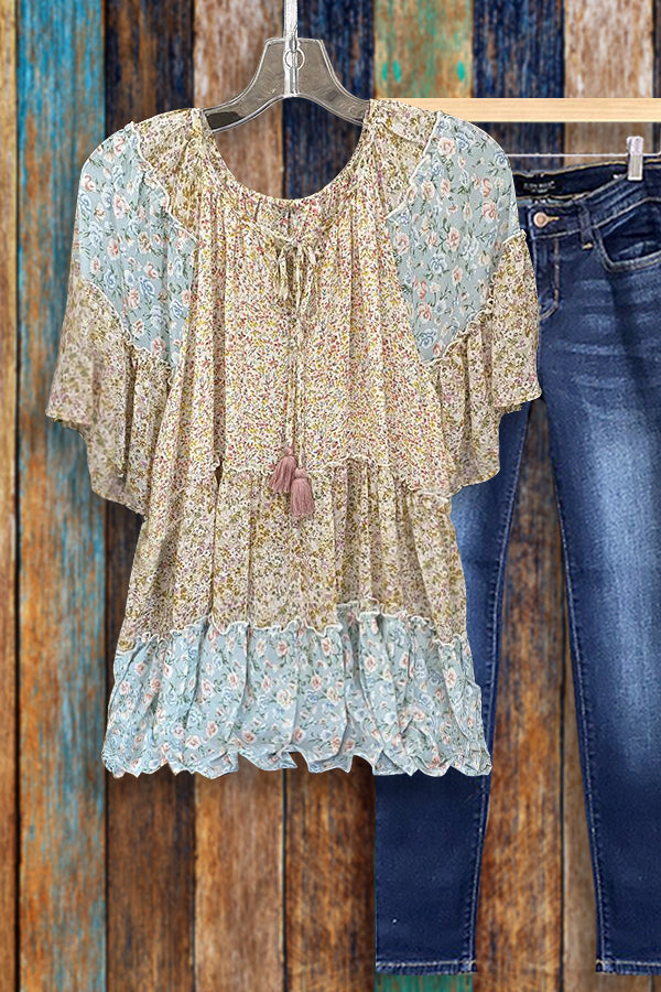 Bohemian Floral Print Blouse