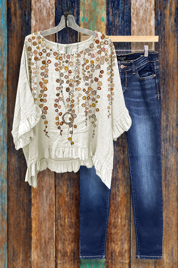 Casual Printed Ruffled Crinkled Blouse