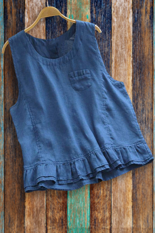 Boho Vintage Ruffled Casual Tank Top