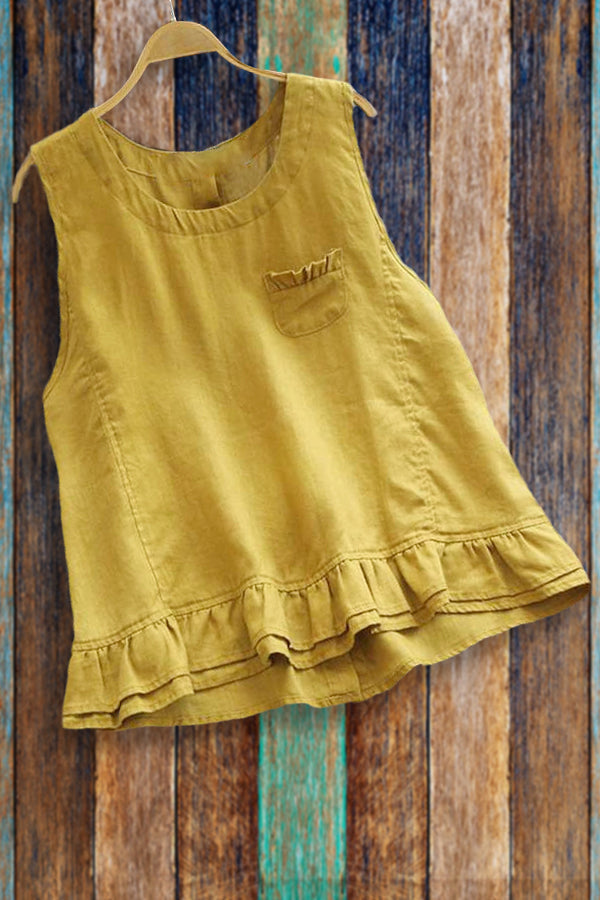 Boho Vintage Ruffled Casual Tank Top