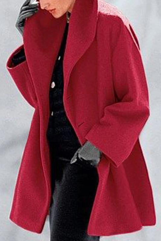 Fashion Lapel Pure Colour Overcoat