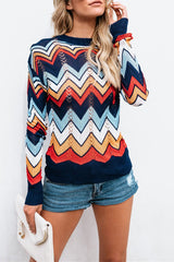 Round Neck Colorful Stripe Sweater
