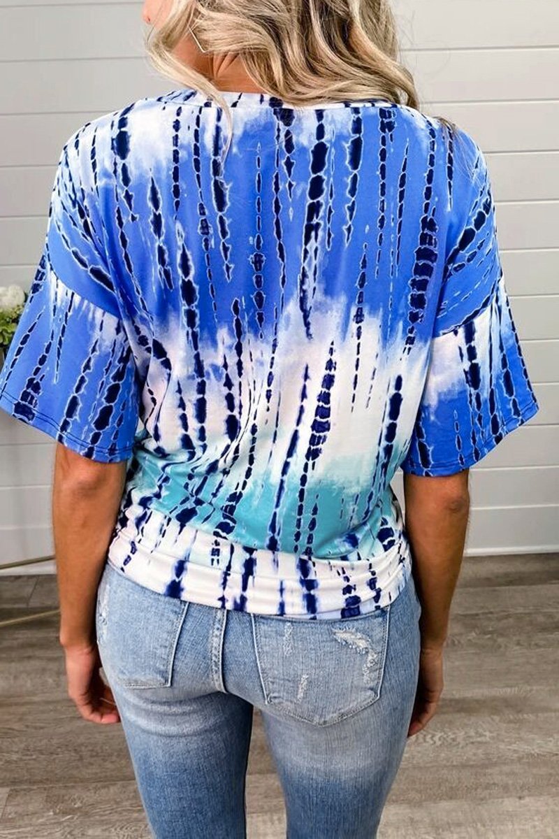 Tie Dye V-Neck Strapped T-Shirt