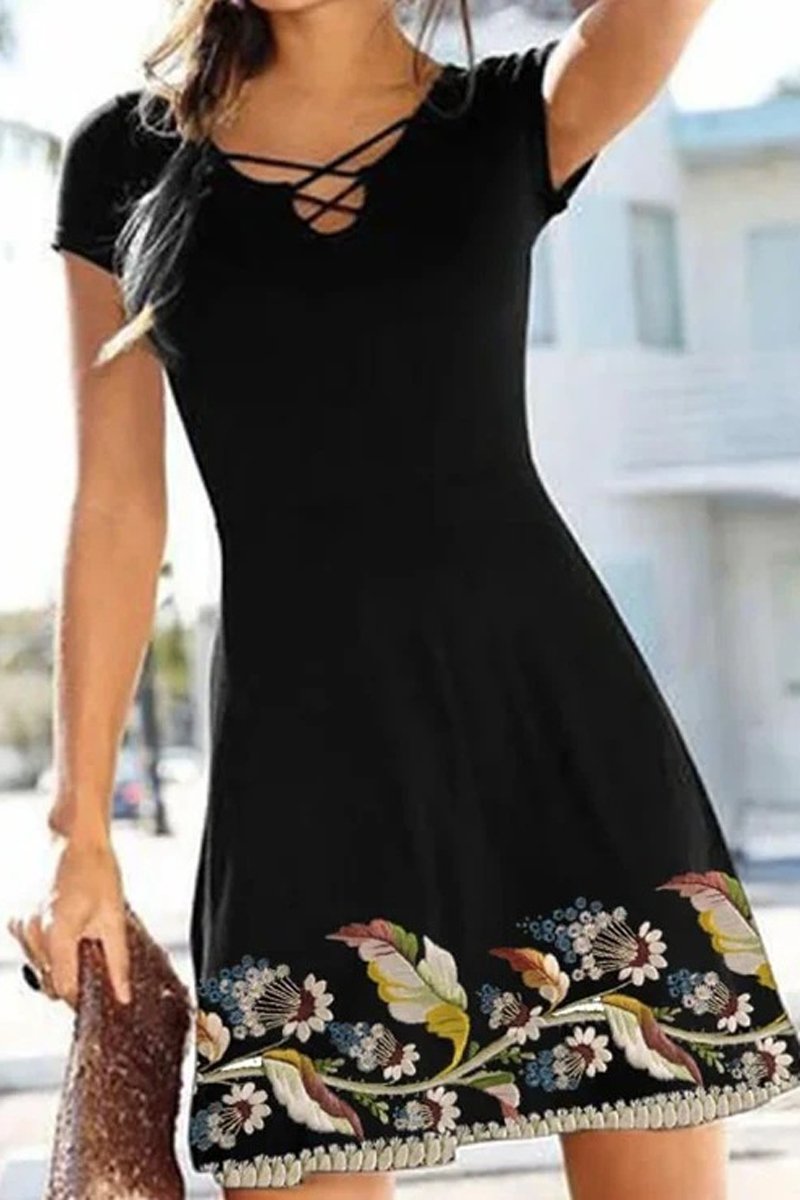 Bohemian Strapped Floral Printed Dress