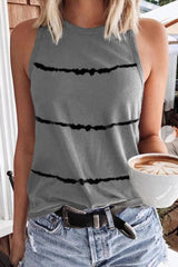 Round Neck Tie-Dyed Sleeveless Vest