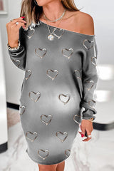 Scoop Neck Heart-Shaped Printed Dress