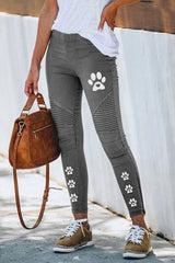 Printed Skinny Ruched Casual Pants