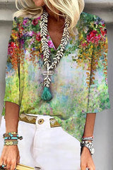 Bohemian V-Neck Printed T-Shirt