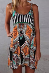 Bohemian Geometric Print Beach Dress