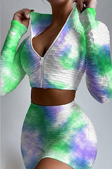 Tie Dye Print Sport Shorts Two Piece Suits