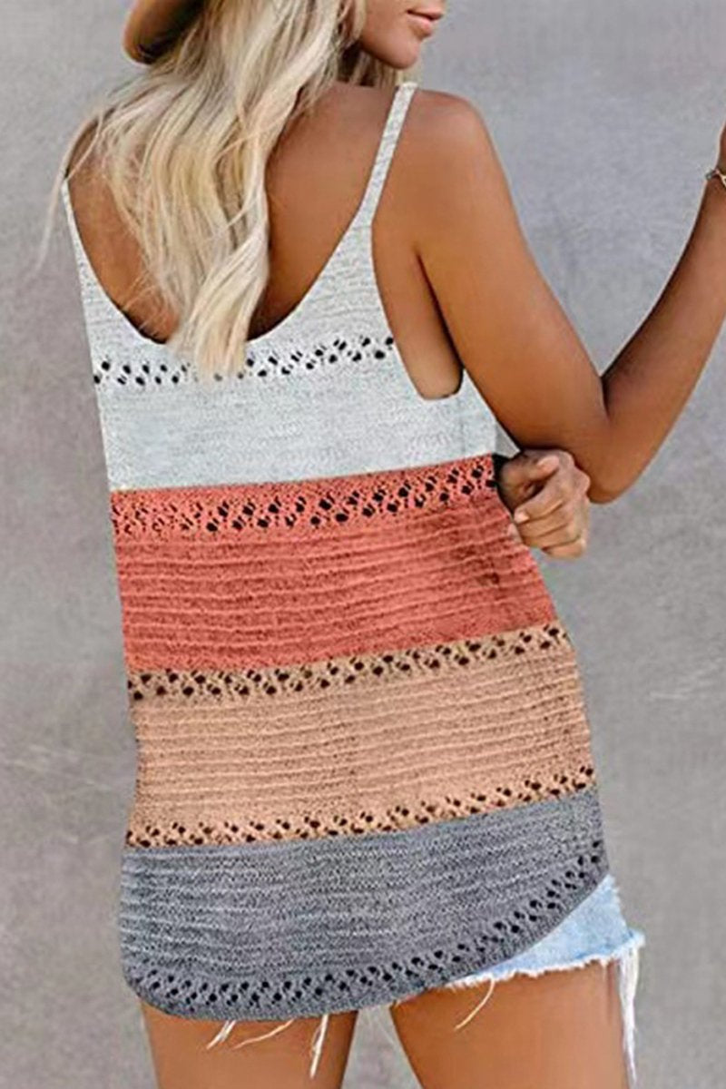 Color Block U-Neck Sleeveless Vest