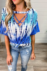 Tie Dye V-Neck Strapped T-Shirt