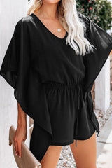 Bat Sleeve V-Neck Chiffon Romper