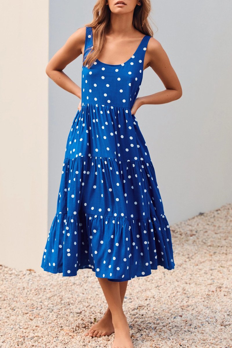 Bohemian Polka Dot Sleeveless Dress